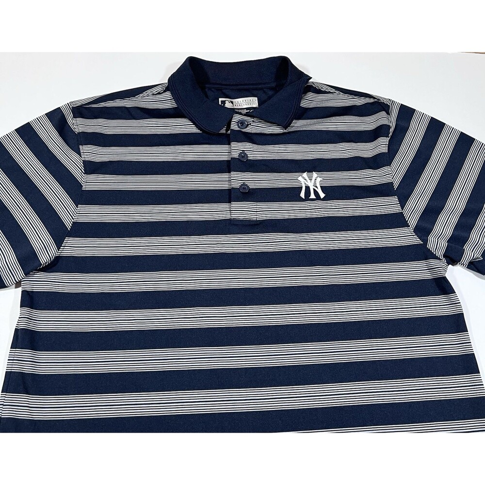 New York Yankees True Fan Genuine Merchandise Striped Polo Shirt Men's Large - Picture 3 of 10